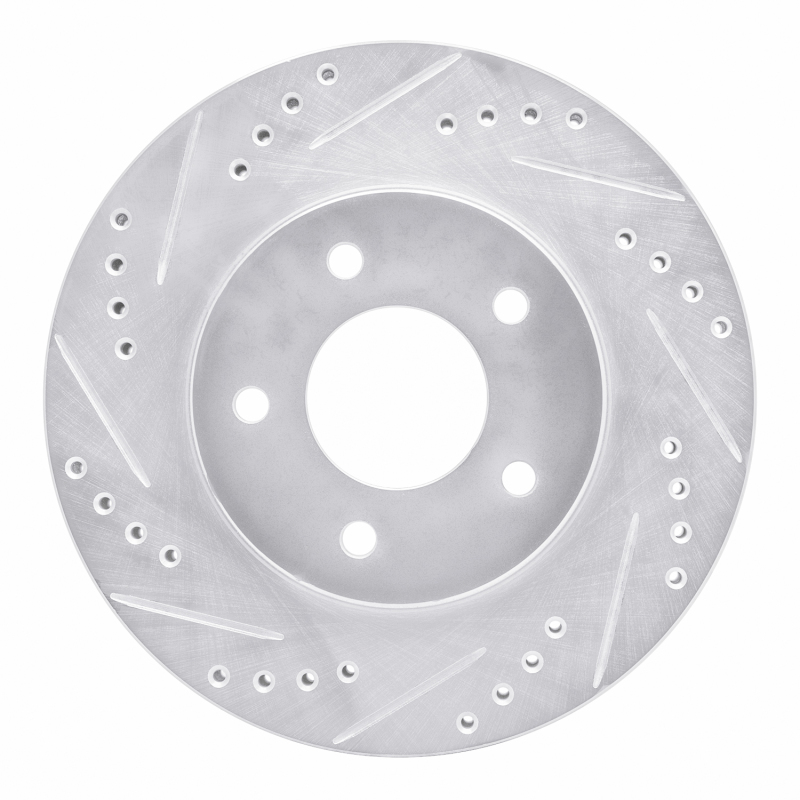 Buick Regal Brake Rotor (1) - Front Left - R1 Concepts - Drilled & Slotted - Silver - `94-`01